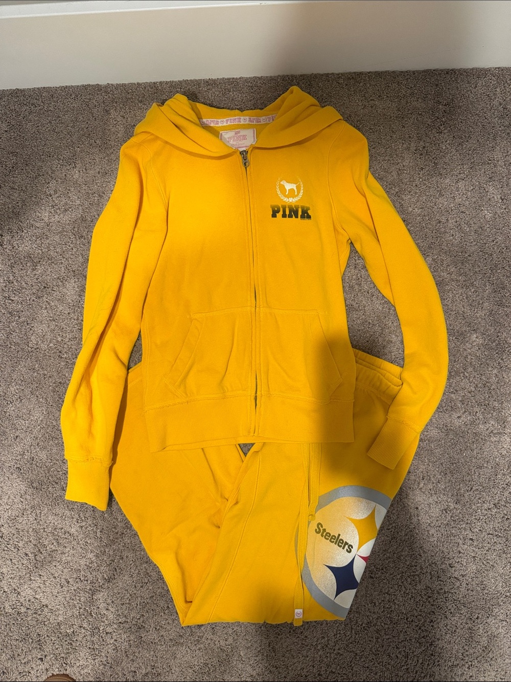PINK Victoria's Secret Girls' STEELERS Hoodie w/ Matching Sweat Pants